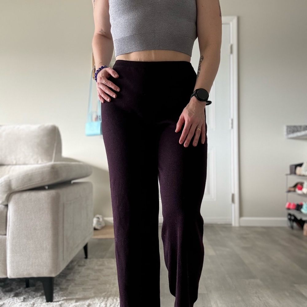Elegant Plum Knit Women's Pants